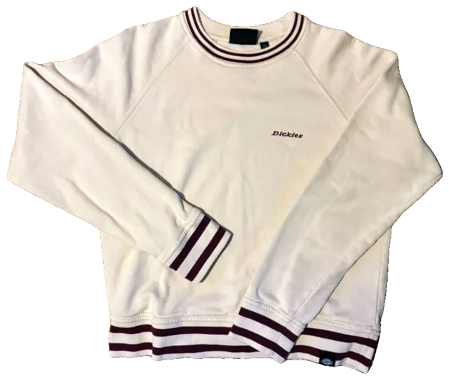 Dickies — Pull Dickies | Écru Bordeaux | Col Rayé | College Streetwear | M